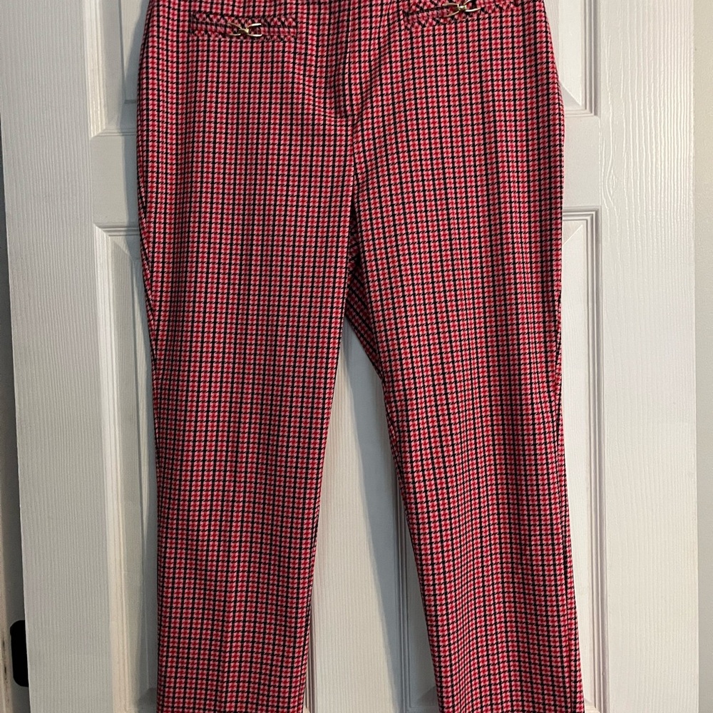 Cato Women's Pink Checkered Straight Leg Pants